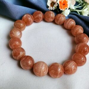12mm Peach Moonstone Crystal Bracelet
